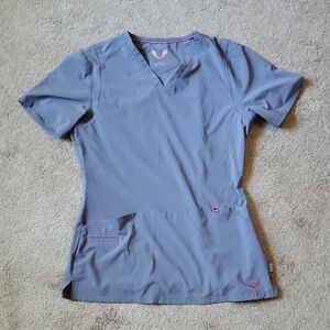 Women's Gray Smitten Scrub Top
